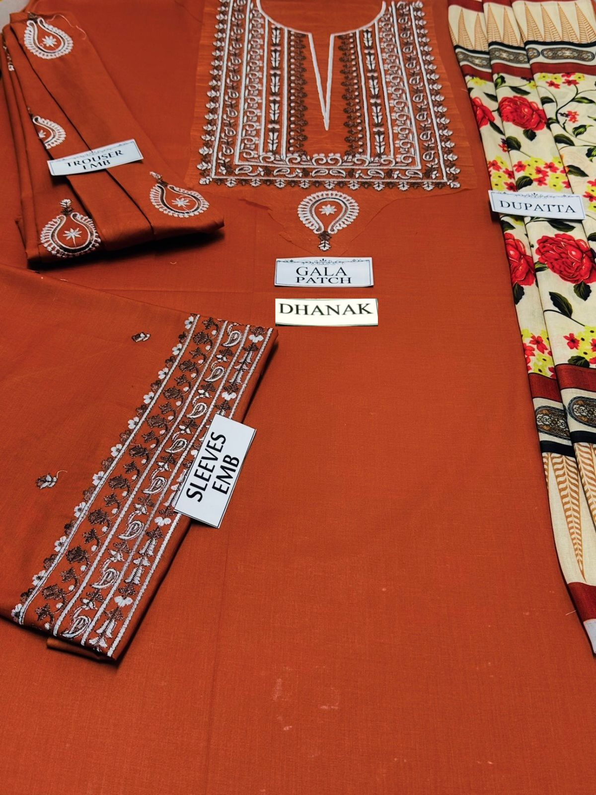 Dhanak|3Piece Embroidered Suit with Pashmina Wool Shawl 2024-25