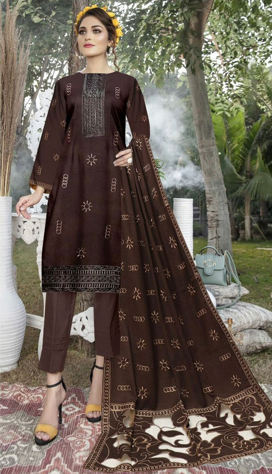 DHANAK LASER CUT WORK EMBROIDERED SUIT Winter Collection 2024-25