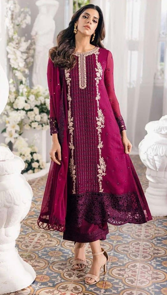 Dhanak 3 Piece Full Heavy Embroidered Suit Winter Collection 2024-25