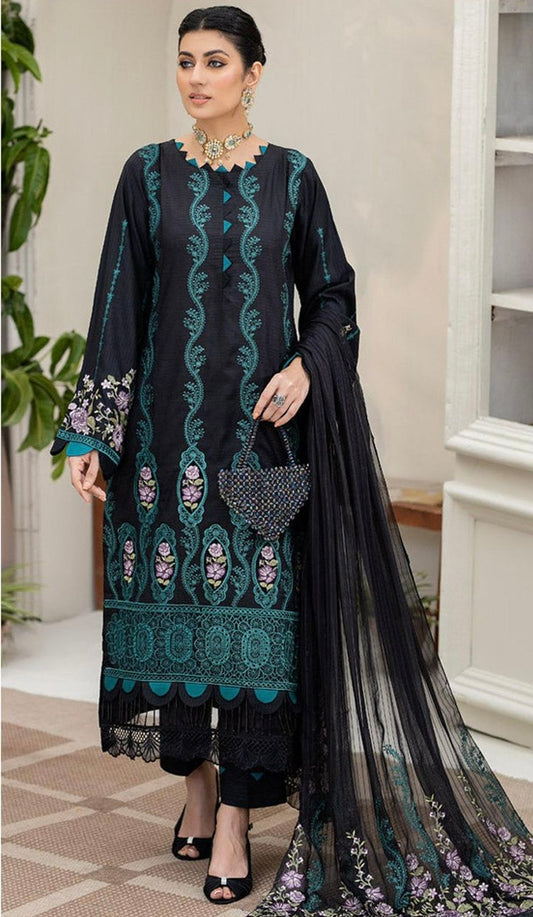 Dhanak 3 Piece Full Heavy Embroidered Suit Winter Collection 2024-25