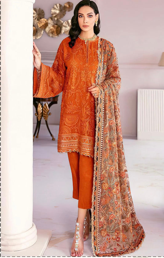 Organza 3 PIECE Full Embroidered Winter Collection 2024-25