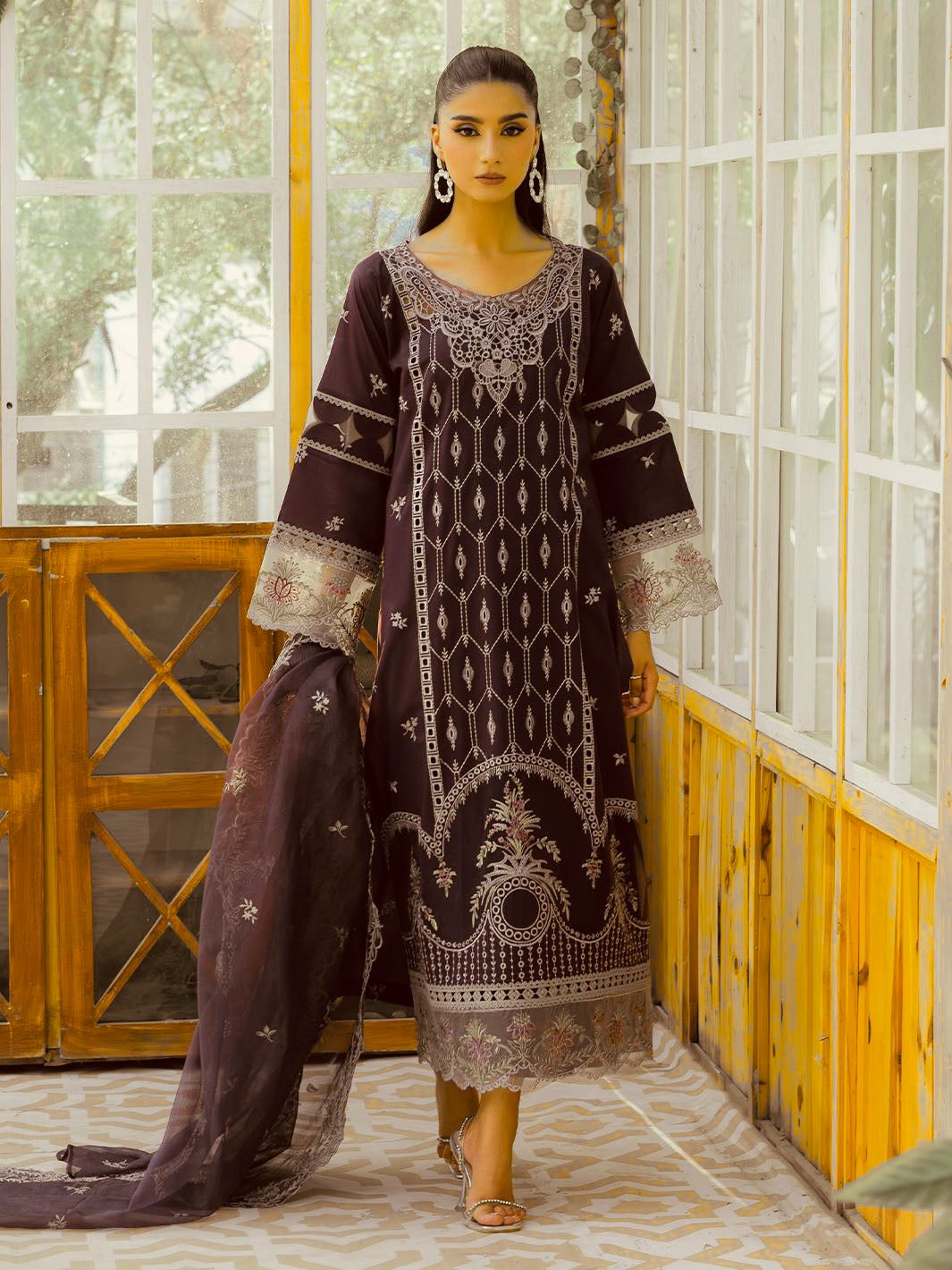 Dhanak|3Piece Full Embroidered Suit Winter Collection 2024-25