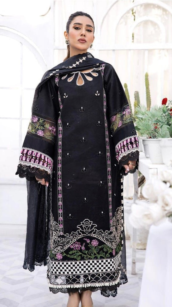 Dhanak 3 Piece Full Heavy Embroidered Suit Winter Collection 2024-25