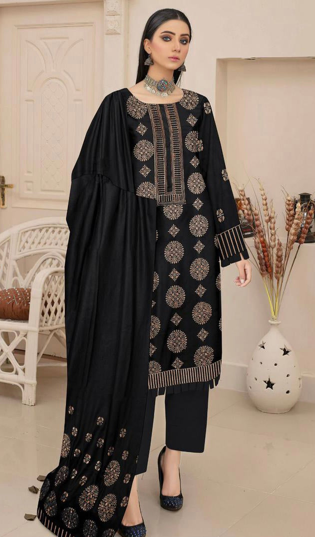 Dhanak 3 piece Full EMBROIDERED suit Winter Collection 2024-25