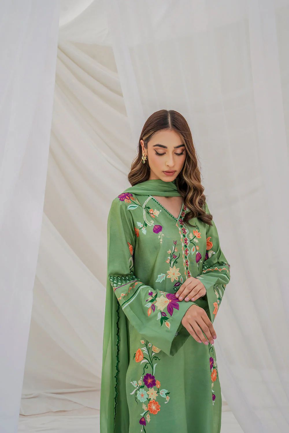 Dhanak|3Piece Full Embroidered Suit Winter Collection 2024-25