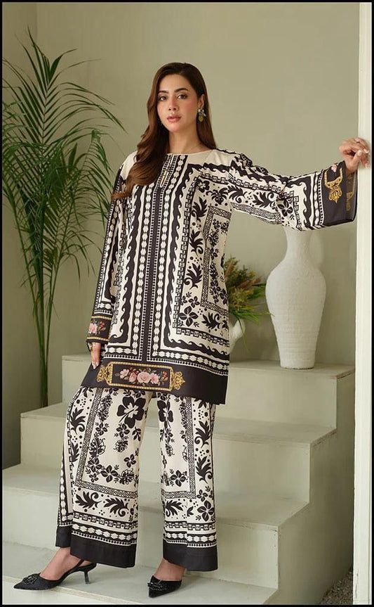 Floral Digital Print 3 Piece Suit For winter 2024-25