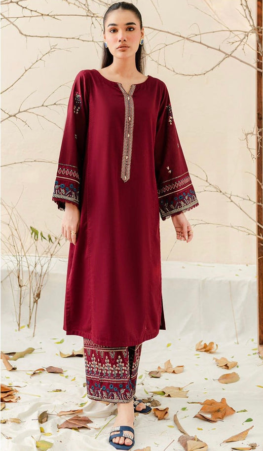 DHANAK|3Piece EMB Suit WITH WOOL SHAWL Winter Collection 2024-25