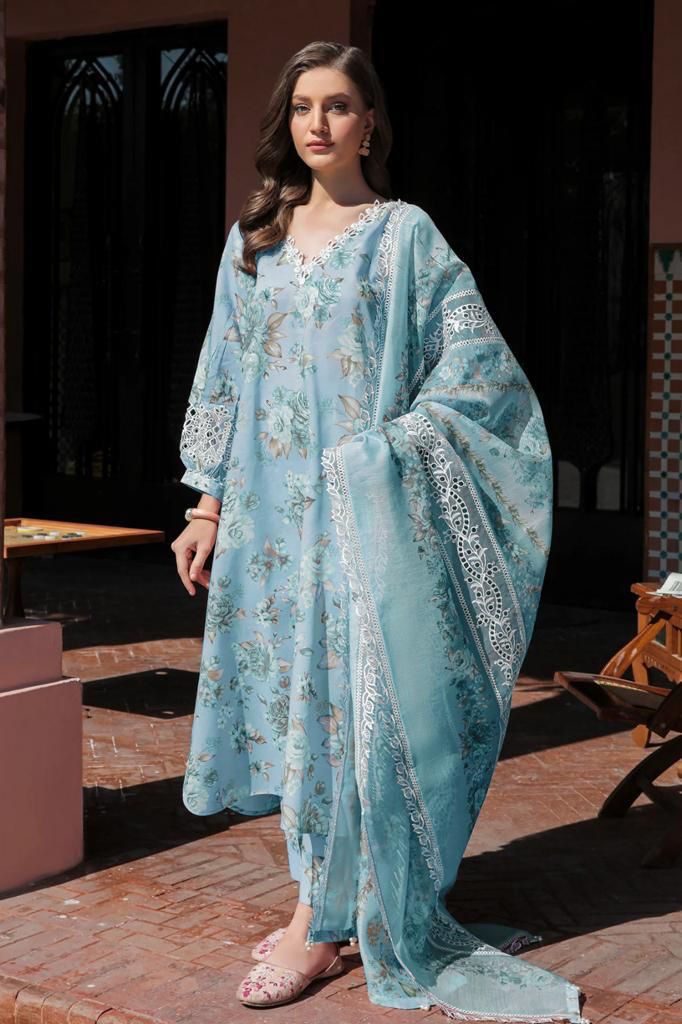 SWISS LAWN Suit With COTTON NET Dupatta Winter Collection 2024-25