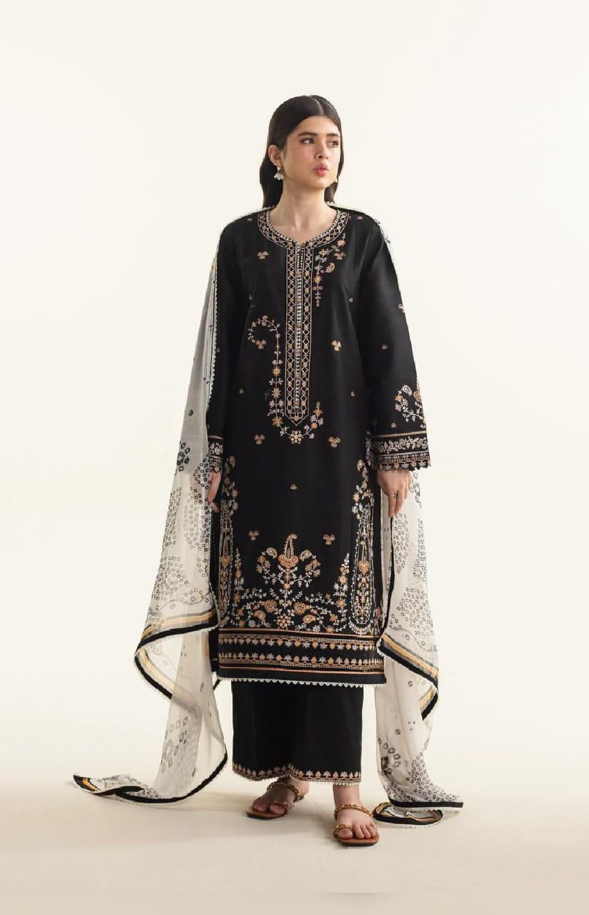 COCO BY ZARA SHAHJAHAN | LINEN 3 PIECE FUL HEAVY EMB SUIT FOR WINTER 2024-2025